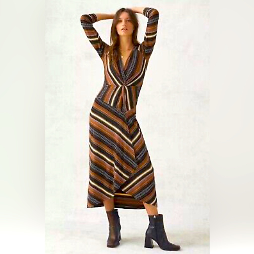 Maeve For Anthropologie Striped Midi Dress Size Small